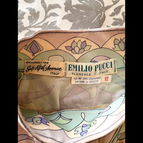 Emilio Pucci Vintage 1960s Pastel Abstract Button-Up Silk Dress - Picture 3 of 3